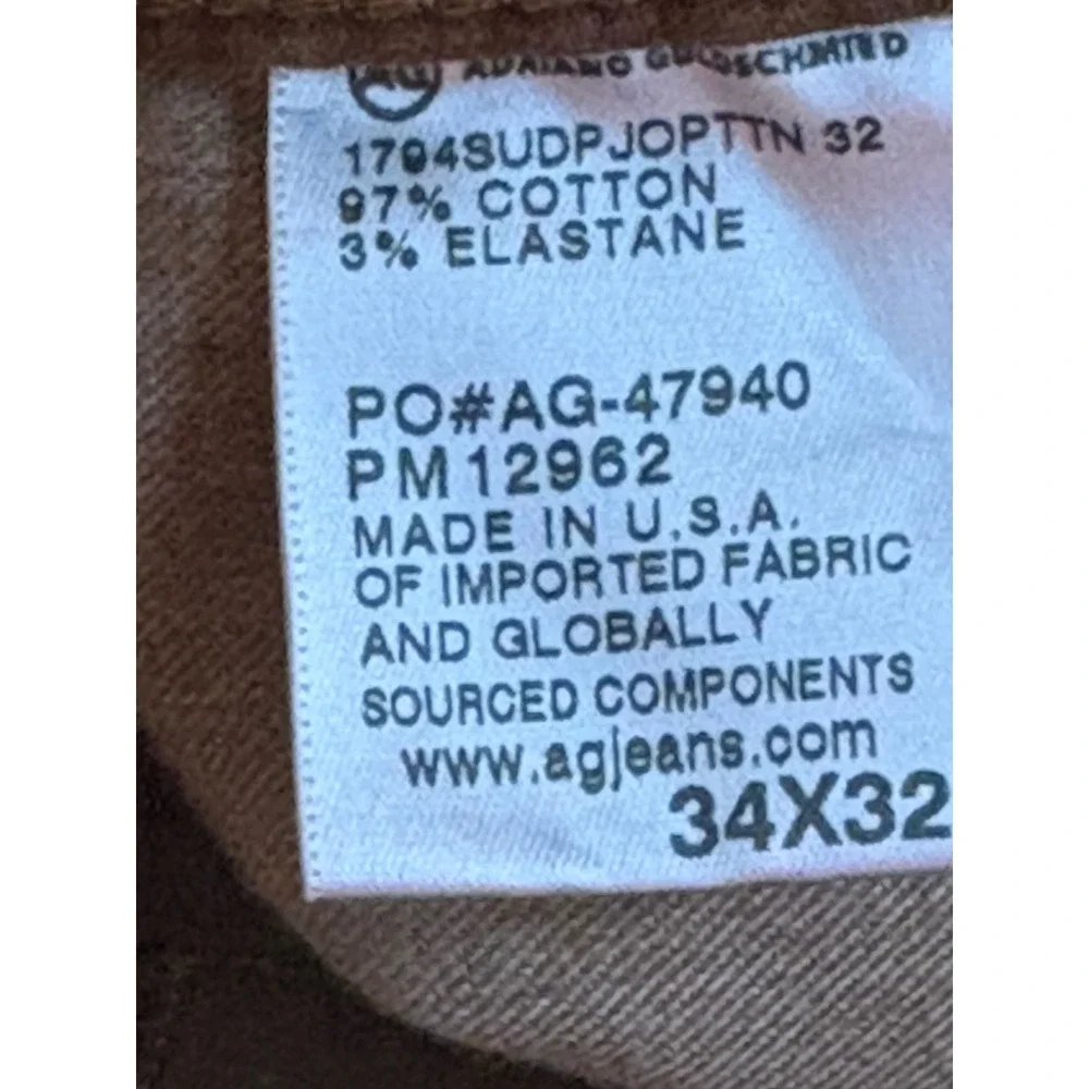 AG Adriano Goldschmied The Everett Slim Straight Leg Jeans Brown 34 Mens